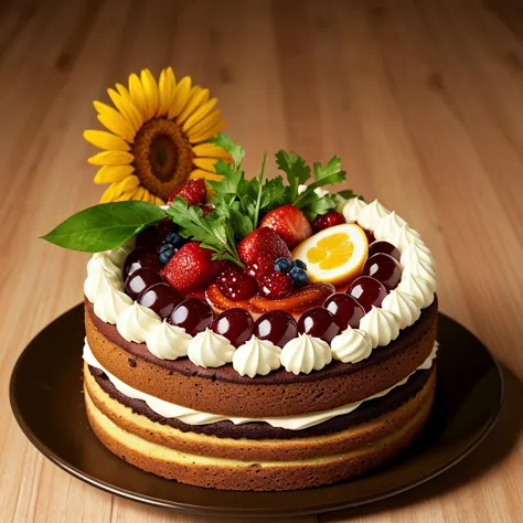 there is a cake with strawberries