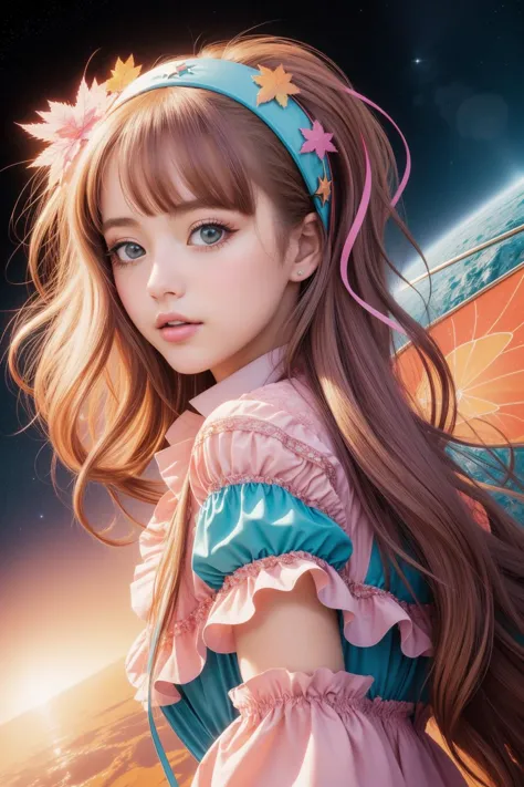 a girl with long hair and a butterfly wings on her head