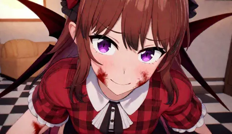 anime image of a girl with blood on her face and a bloody face