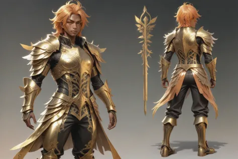 anime style, golden sunrise, full body, character concept art, (full body:1.2), 1boy, man, solo, [:creative costume design,:0.2]...