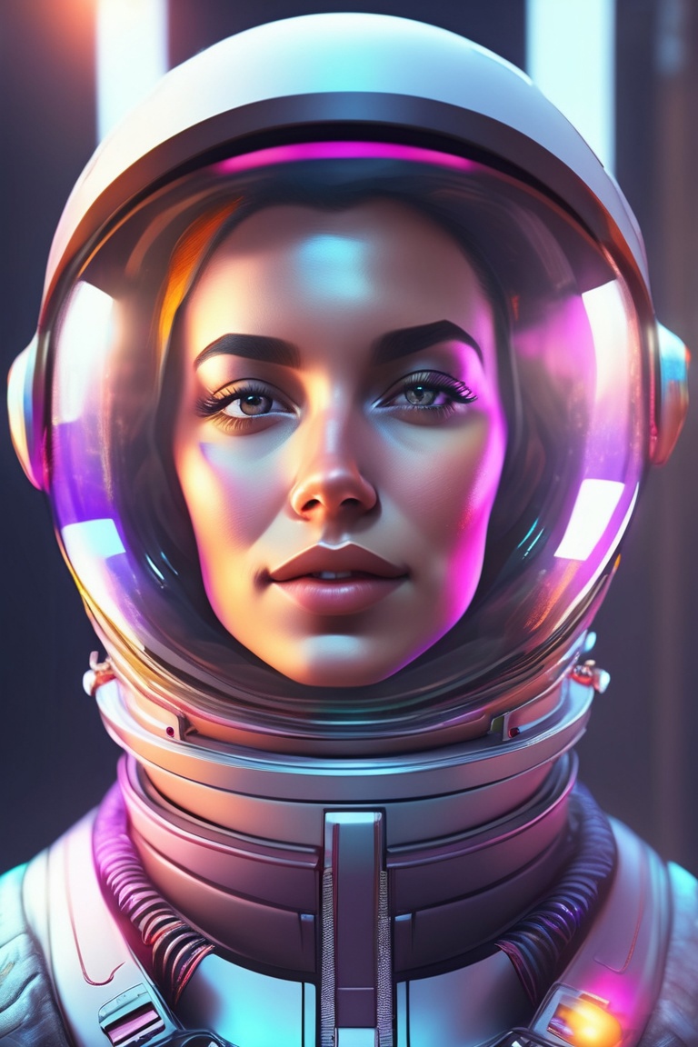 A woman in a space suit with a glowing helmet - SeaArt AI