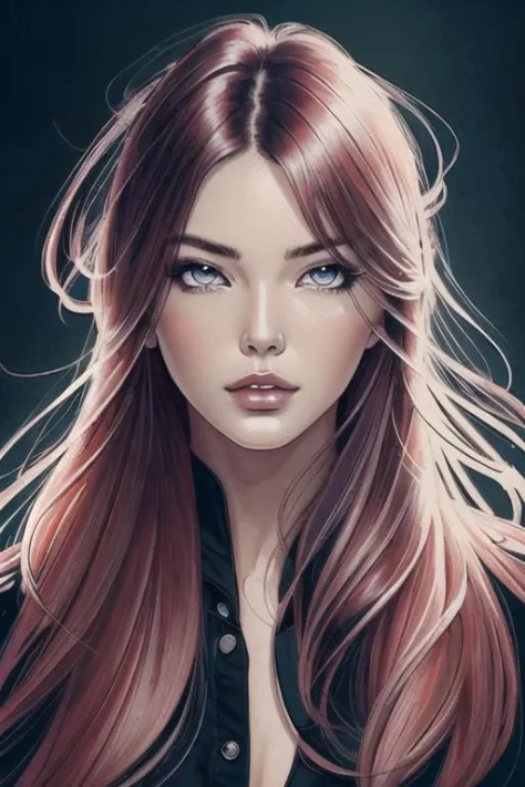 (masterpiece), (best illustration), 1girl, solo, long hair, violet and pink hair, vivid green eyes, punk clothing,depth of field, solo, extreme light and shadow, masterpiece, rich in detail, (fine features), (highest quality), (masterpiece), (detailed eyes), (beautiful) detailed, beautiful detailed eyes, upper body, (close up), (extremely detailed digital art wallpaper),(masterpiece), (best quality), (ultra-detailed), (best illustration),(best shadow),perfect lighting , vivid colors