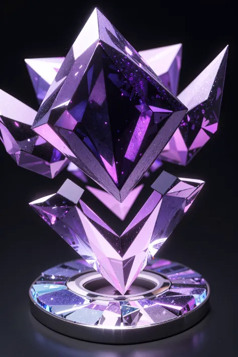 purple crystal gemstone, amethyst shards, glowing, shiny, translucent, 3d, 4k, 8k