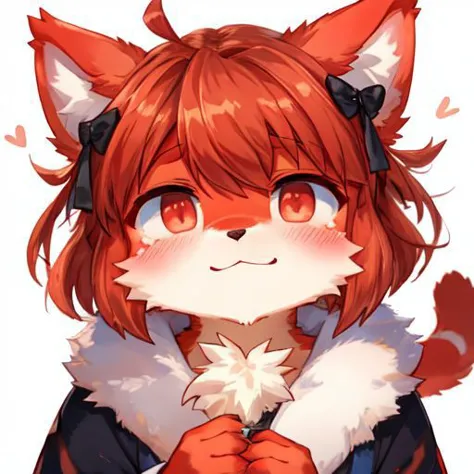 a close up of a person with a cat ears and a furry coat