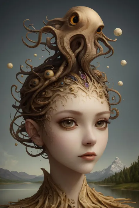 Surrealistic portraits in style of Naoto Hattori