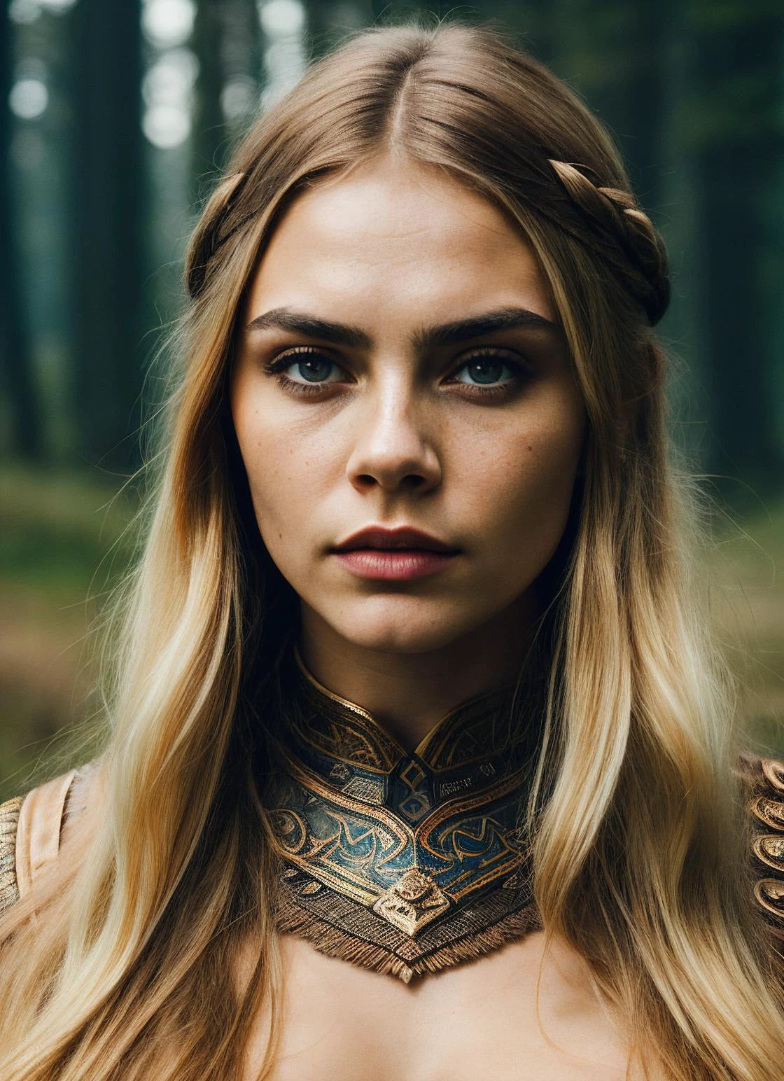 A stunning intricate full color portrait of (sks woman:1) as (viking warrior), (barbarian),  epic character composition, by ilya kuvshinov, alessio albi, nina masic, sharp focus, natural lighting, subsurface scattering, f2, 35mm, film grain, 