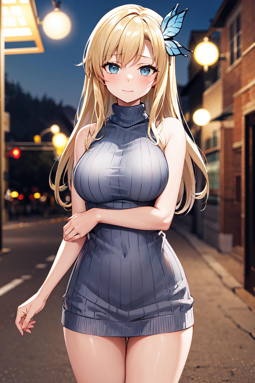 Anime girl with her breasts out - SeaArt AI