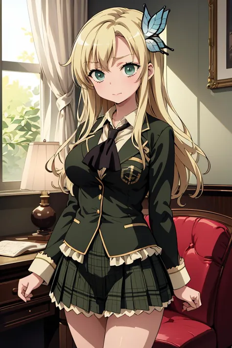 (masterpiece, best quality),  <lora:kashiwazaki_sena_v1:0.8> aasena, long hair, hair ornament, large breasts, black neckerchief,...