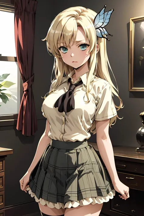 (masterpiece, best quality),  <lora:kashiwazaki_sena_v1:0.8> aasena, long hair, hair ornament, large breasts, black neckerchief,...