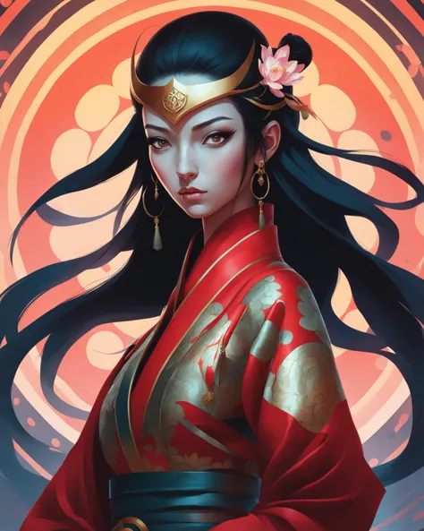 (lotus ninja), peter mohrbacher and mario testino masterpiece, best quality, intricate, highly detailed:1.1, digital painting, octane render, artstation, concept art, Fractal flame, Merkaba, visionary art, <lora:bcklt:1>