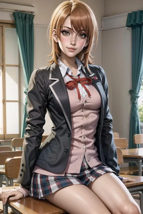 isshiki iroha, school uniform, blazer, long sleeves, cardigan, neck ribbon, plaid skirt, ,  <lora:opeLoRAv6.0:.8> ,  <lora:orega...