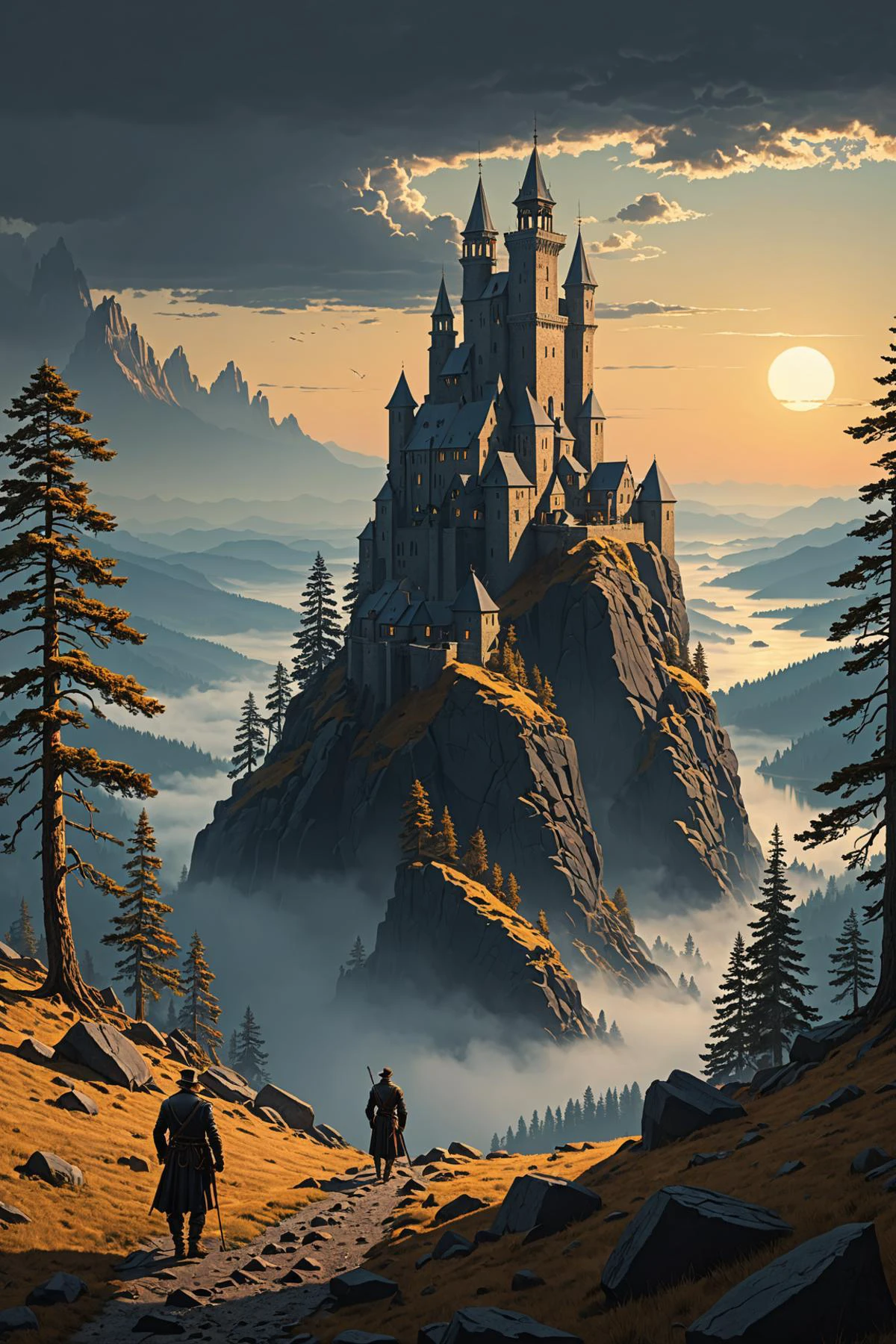 de Caspar David Friedrich e wlop no estilo de Raphael Lacoste  