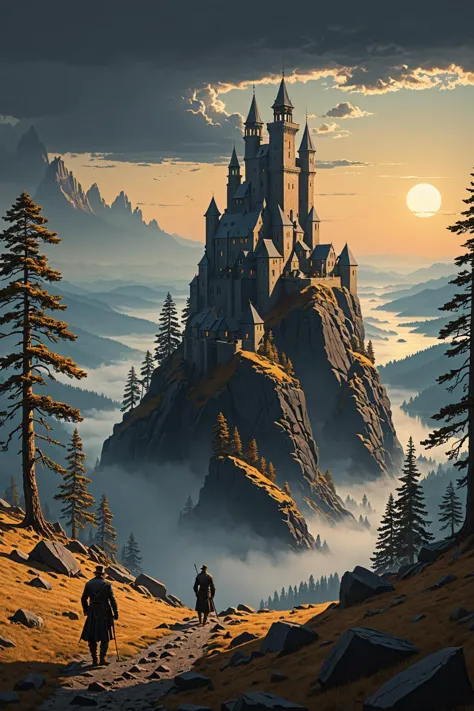 by Caspar David Friedrich and wlop in the style of Raphael Lacoste  <lora:more_art:0.20><lora:huge_anime_eyes:0.85><lora:attract...