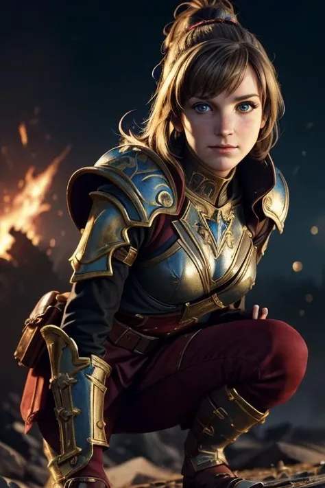 a profestional picutre of bridgetfonda, 1girl, <lora:chaoswarrior:0.7> total war, chaos sorcerer , absurdly detailed, masterpiece, Nomad's Insight: Behavior: The character squats down to examine the ground, her movements focused and analytical. Her pose embodies her keen observation skills and survival instincts., camera angle close-up and very wide shot, blend photorealism 2 2 : fashion shadows photographic unreal 5 daz. rpg ,extremely detailed artgerm greg rutkowski greg,((ultrasharp)),((masterpiece)),((best quality)),((ultradetailed)),((intricated details)), ultradetailed character, detailed face, intricated face details, <lyco:GoodHands-beta2:1.0> <lora:add_detail:0.5> , extremaly detailed background, detailed hands , dramatic lights, bokeh, realistic, photorealistic,