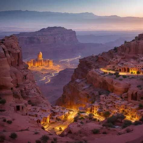 highly detailed evening cityscape of petra, jordan,   hd, trending on artstation, volumetric lighting, dof,   <hypernet:longexpo...