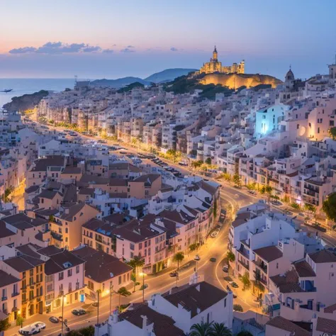 highly detailed evening cityscape of ibiza, spain,   hd, trending on artstation, volumetric lighting, dof,   <hypernet:longexpos...