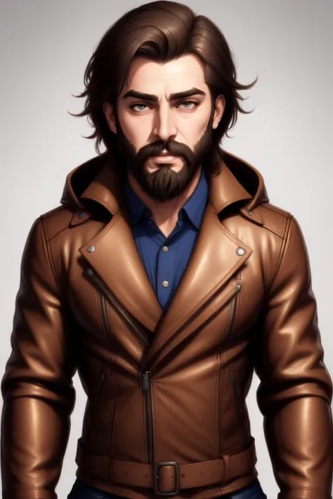 man with a long beard, leather jacket, masculine, clothing,