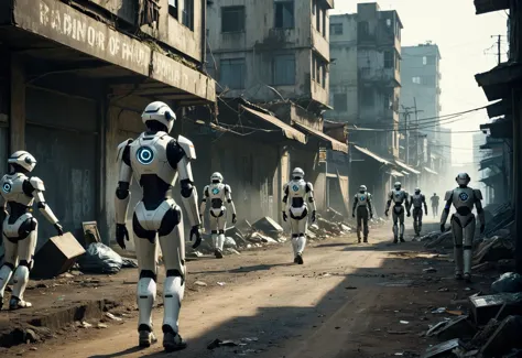 arafed group of people in star wars costumes walking down a street