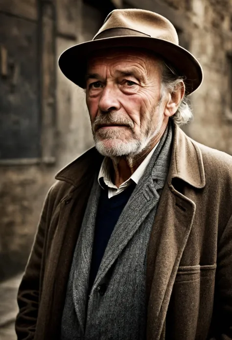 a beautiful photograph of a old man, art by Guy Ritchie