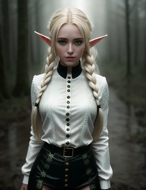 full body, blond hair twintails, (25 years old:1.2), (elf:1.1) ,(intricate details,:1.1), quiver on back,  professional light, s...