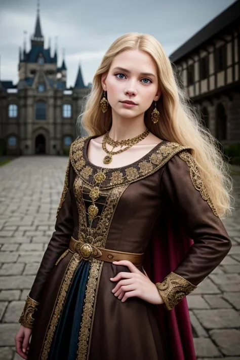best quality, masterpiece, (realistic:1.2), young woman, a lady,noble,waist up, Middle Ages style, detailed face, detailed eyes,...
