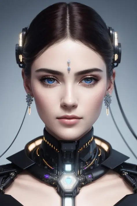 _complex 3d render ultra detailed of a beautiful porcelain profile woman android face, cyborg, robotic parts, 150 mm, beautiful ...