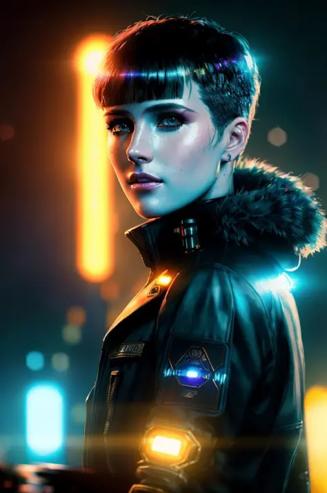 portrait art of blade runner 8 k ultra realistic, lens flare, atmosphere, glow, detailed, intricate, full of colour, cinematic l...