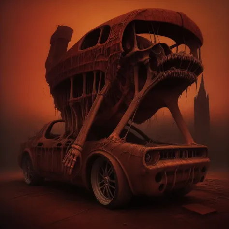 arafed car with a giant monster like body and a huge mouth