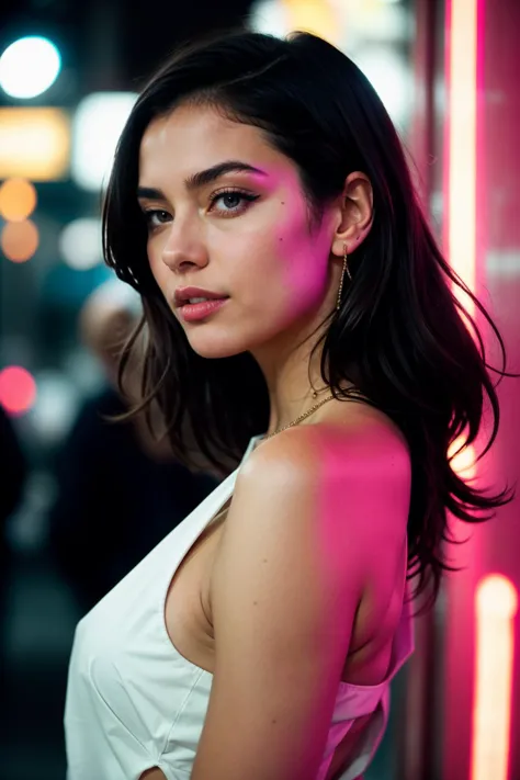 a woman with long hair and a white top posing for a picture