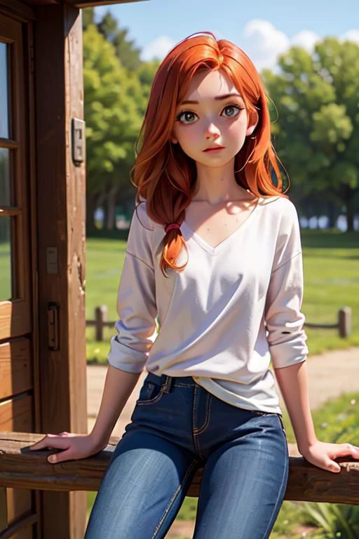 analog photo, a tiny girl, 18yo, (flat chest):0.6, ginger hair, shiny skin, beautiful detailed face, beautiful detailed skin, detailed environment, detailed aquamarine eyes looking at viewer, a girl dressed at jeans sitting in the saddle on a horse, she is looking a little nervous, farm background, sweat:0.7, hyperrealistic,
BREAK,
Porta 160 color, shot on ARRI ALEXA 65, bokeh, sharp focus on subject, shot by Don McCullin, 