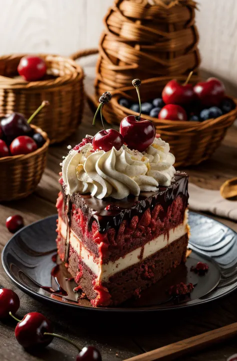 no humans,food focus,blurry,still life,depth of field,leaf,realistic,blurry foreground,blurry background,meishi,studio lighting,Highly reflective food surface, signature, blurry, dated, fruit, candy, cake, realistic, cherry, sweets, dessert ,,meishi,
, 