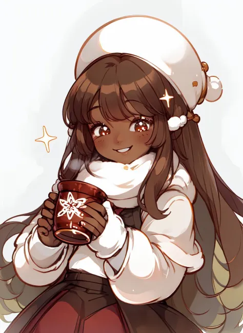 anime girl with a cup of coffee in her hand