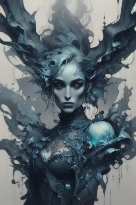 waterfashion, made of blue water, water drops, (gothic elf  girl: 1.3), tattoos, detailed background, nebula, intricate details, (upper body), masterpiece, (perfect face: 1.2) <lora:WaterFashion:0.8>