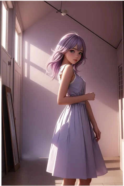 a close up of a person in a dress standing in a room