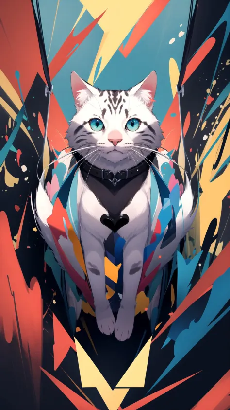 (masterpiece, best quality, highres), (cat, abstract),