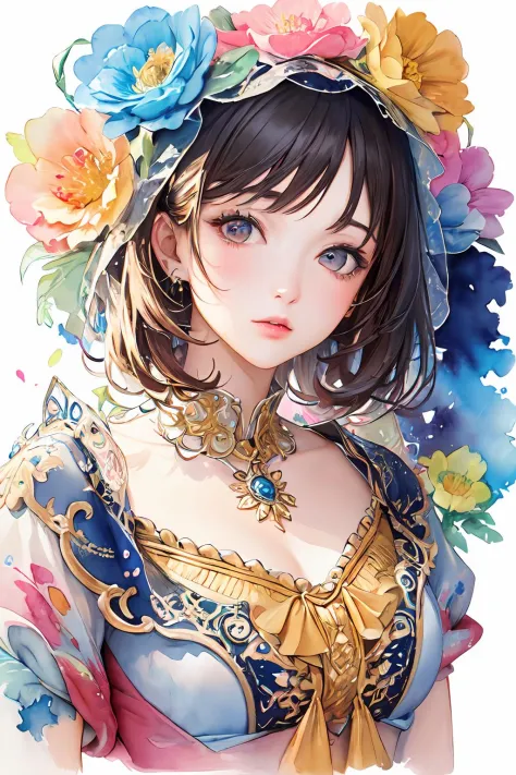 (masterpiece, top quality, best quality, official art, beautiful and aesthetic:1.2), (1girl:1.3), extreme detailed,colorful,highest detailed,(watercolour painting:1.3), optical mixing, playful patterns, lively texture, rich colors, unique visual effect