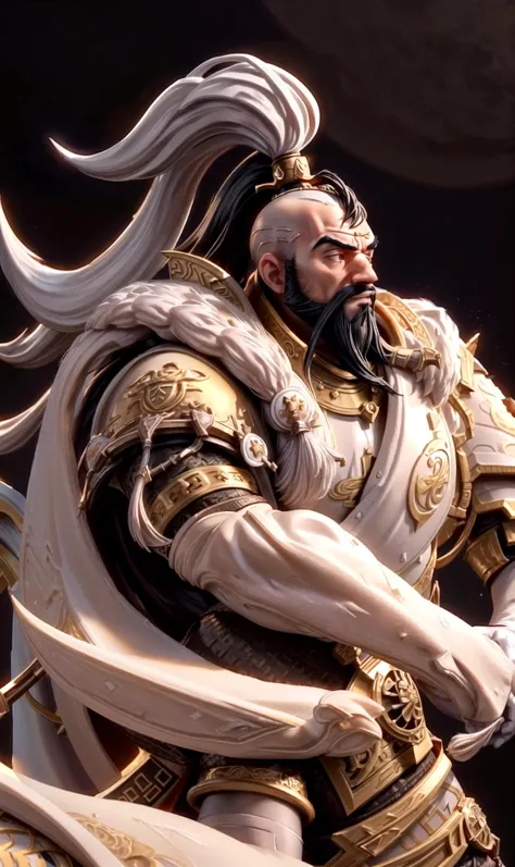 (((khan, Jaghatai Khan, white and gold Armor, curved sword, scimitar ,))), white scar, (((black hair, black long Goatee beard, p...