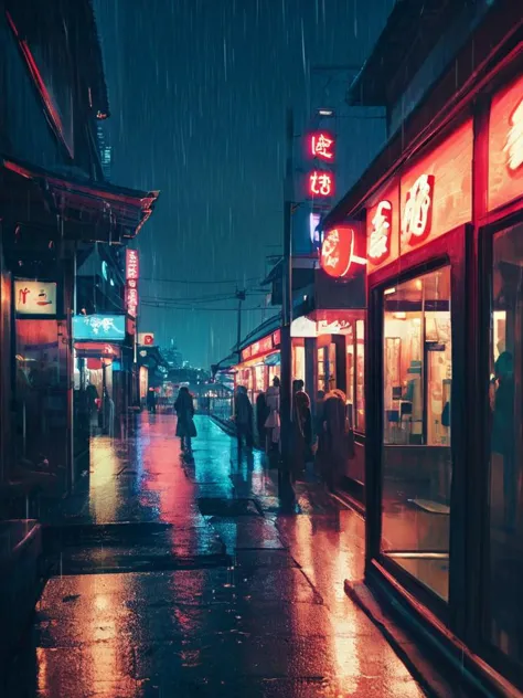 score_9,score_8_up,score_7_up,score_6_up,score_5_up,score_4_up,A wide angle photograph of cinematic street scene at night in tokyo. In the frame is a sad and beautiful japanese woman waiting at a bus stop in Tokyo at night for the lover that will never come, alone, sad, rain, lonely, Tokyo neon lights, Tokyo convenience store, Tokyo at night