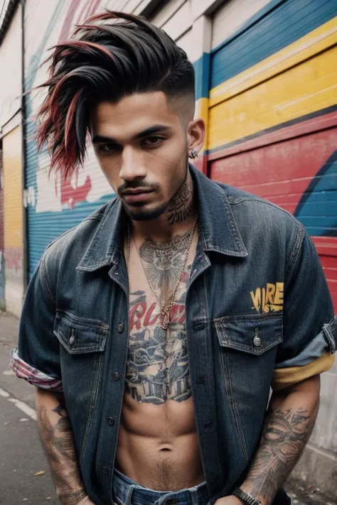 a close up of a man with a shirt on standing in front of a wall