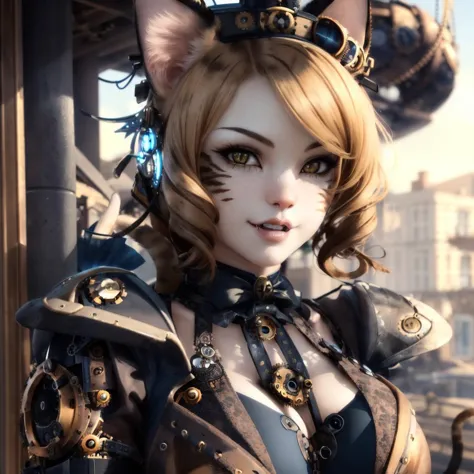 a close up of a woman in a cat suit with a cat ear