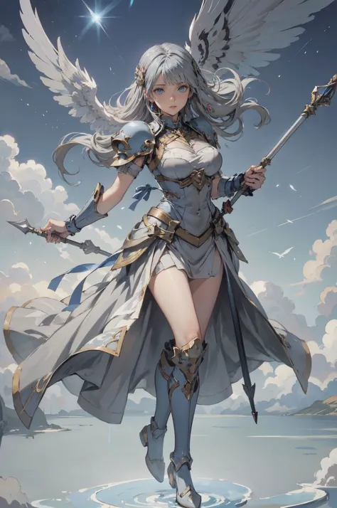 2Dstyle, (anime, 2D cartoon,illustration),(wide hip, large breasts, perfect slender young girl body)
,Perfectly glossy skin ,25 yo mature girl,shiny_and_glossy_skin
,
(((
LennethValkyrieProfile,
,((lenneth floating in the sky,  holding a spear, ))
,  ,(( e...