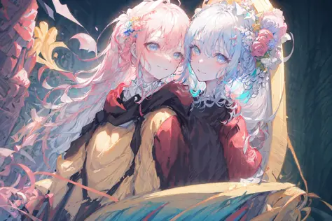 masterpiece,best quality,best quality,Amazing,beautiful detailed eyes,1girl,finely detail,Depth offield,extremely detailed CG unity 8k wallpaper,masterpiece,upper body,(vtuber minato aqua),pink hair,blue streaked hair, palace,holy,white long split mop dress ,mature female,standing,medium_breasts,silver-tiara,smile,black high heels,very long hair, body towards aside,jewelry,hair blue flower,grey eyes,close-up