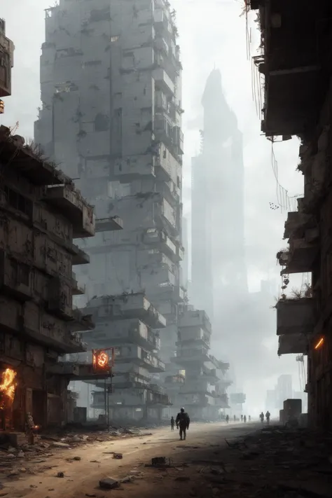Futuristic cyberpunk ancient royal City, giant buildings, postapocalyptic, very detailed, hd