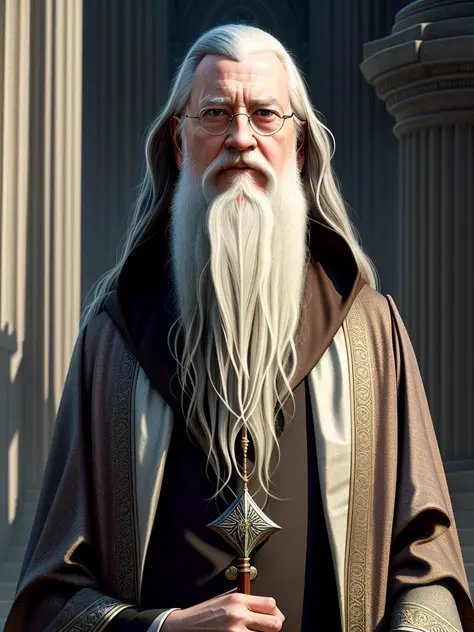 full length portrait of dumbledore target, intricate, symmetrical, elegant, highly detailed, ultrarealistic, photorealistic, Octane Render, 8k, in artgerm style and greg rutkowski and Pino Daeni