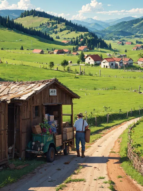 country folk illegally bootlegging alcohol in a rural farming setup