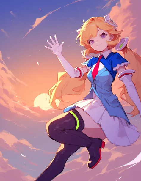 anime girl in a sailor suit flying through the air