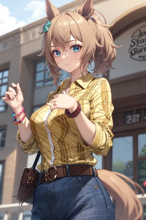 anime girl with a pony tail and a yellow shirt