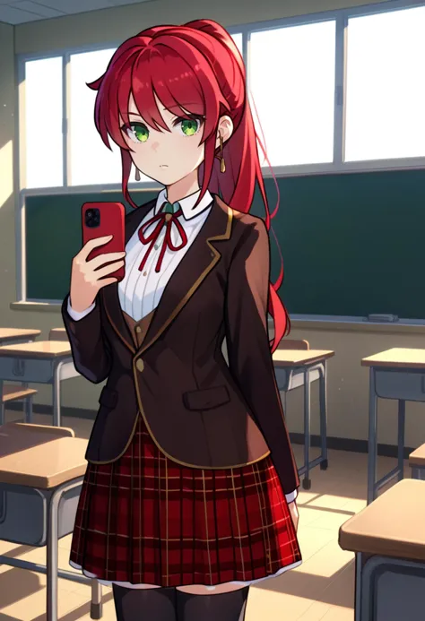 score_9, score_8_up, score_7_up, source_anime, solo, 1girl, pyrrhaschool, expressionless, looking at viewer, holding phone, pony...