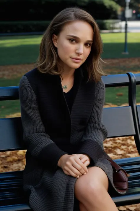 arafed woman sitting on a bench in a park