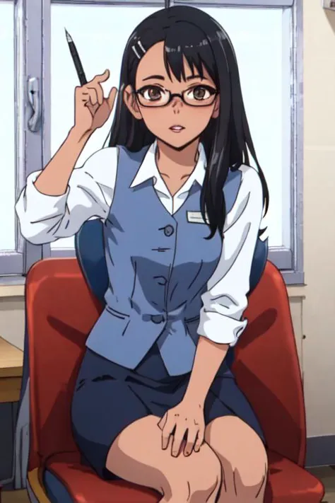 masterpiece,best quality,highres,1girl,solo,office,<lora:officelady:0.7>,office-lady,<lora:Nagatoro Hayase:0.9>,brown eyes,hairc...